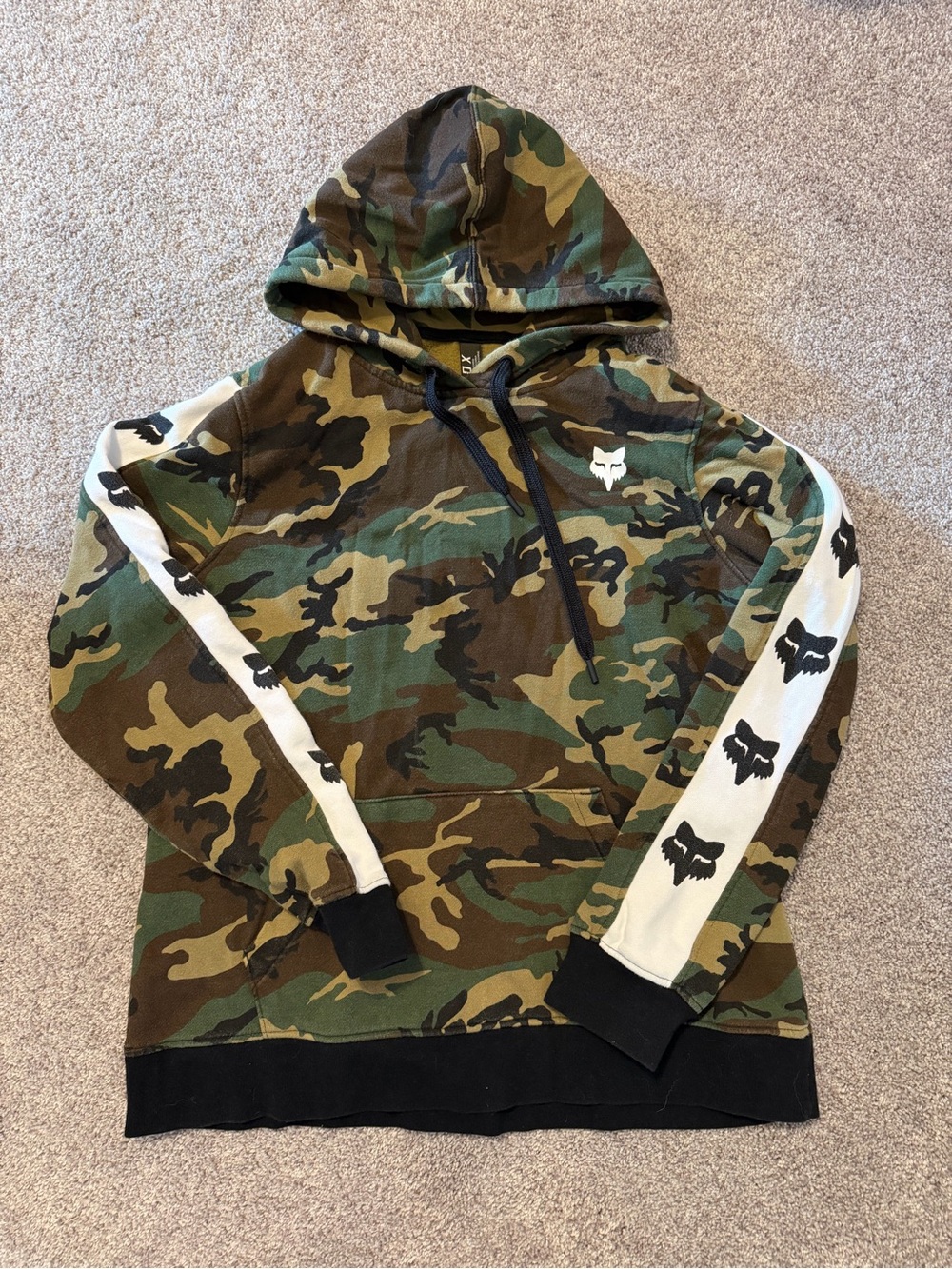 Fox Camo Crewneck Hoodie with Logo Sleeves